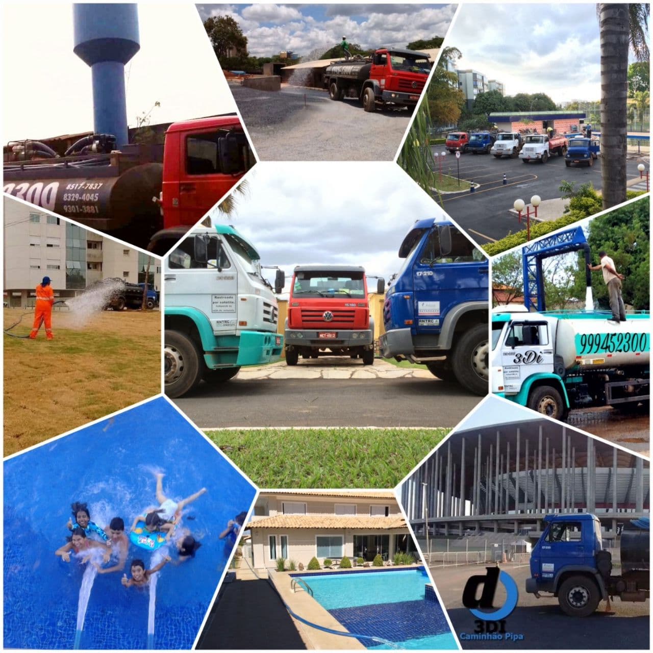 Caminhão pipa da 3DI Transportes realizando entrega de água em Brasília